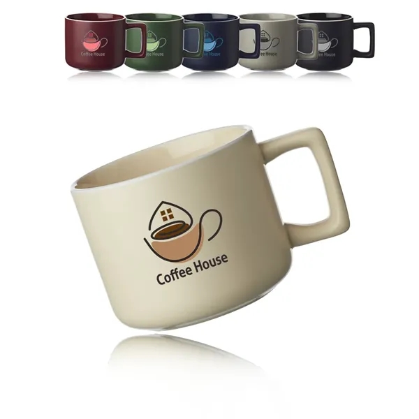 14 oz. ceramic mugs with square handle design, matte exterior, glossy... from ASI 39552 BEL Promo