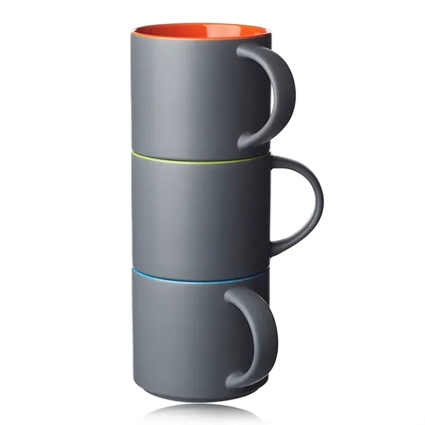 16 oz. stackable ceramic mugs with grey matte exterior and glossy... from ASI 39552 BEL Promo
