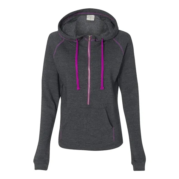 J. America Women's Half-Zip Triblend Hooded Pullover Sweatshirt, blank.... from ASI 84358 S&S Activewear