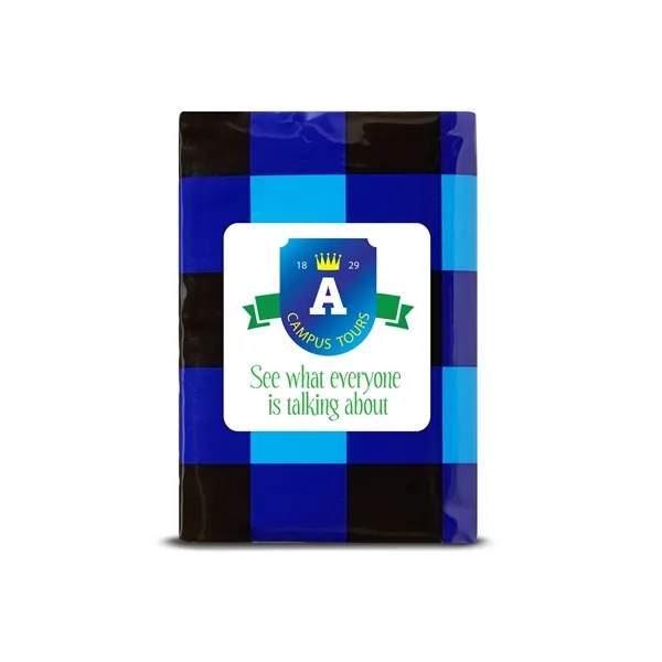 Resealable pack of pocket-sized tissues (10 ct.) with assorted color buffalo... from ASI 79530 Prime Line