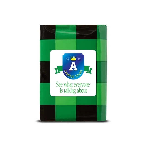 Resealable pack of pocket-sized tissues (10 ct.) with assorted color buffalo... from ASI 79530 Prime Line