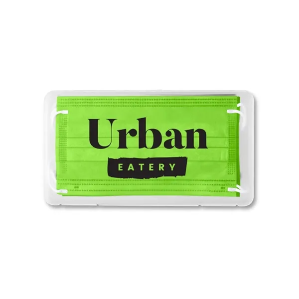 Clear frosted plastic case filled with 5 adult 3-ply masks in... from ASI 79530 Prime Line