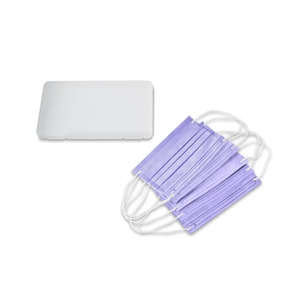 Clear frosted plastic case filled with 5 adult 3-ply masks in... from ASI 79530 Prime Line