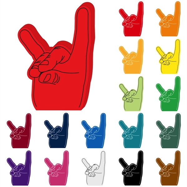 Open cell foam hand shape cheering novelty with stock outline design.... from ASI 54886 Foamworx / FoamWorx