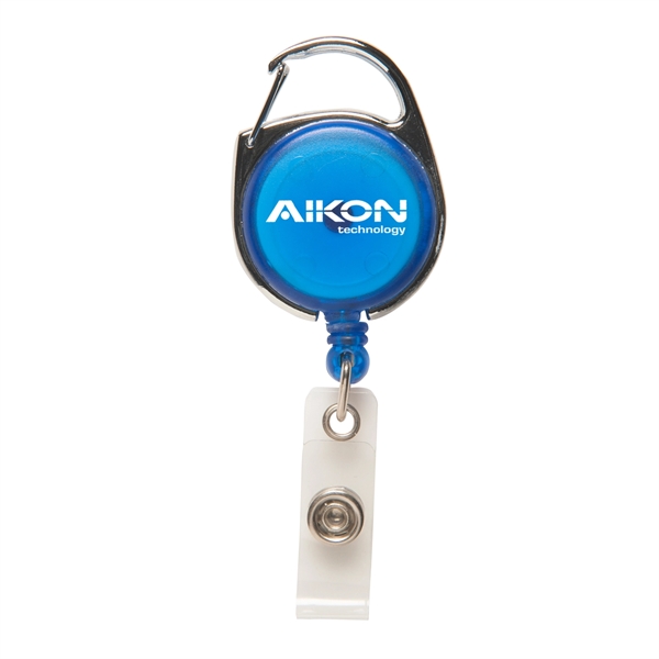 Retractable badge holder with metal carabiner-style clip on top keeps your... from ASI 52840 Evans Manufacturing