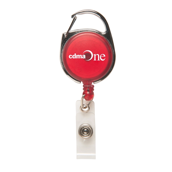 Retractable badge holder with metal carabiner-style clip on top keeps your... from ASI 52840 Evans Manufacturing