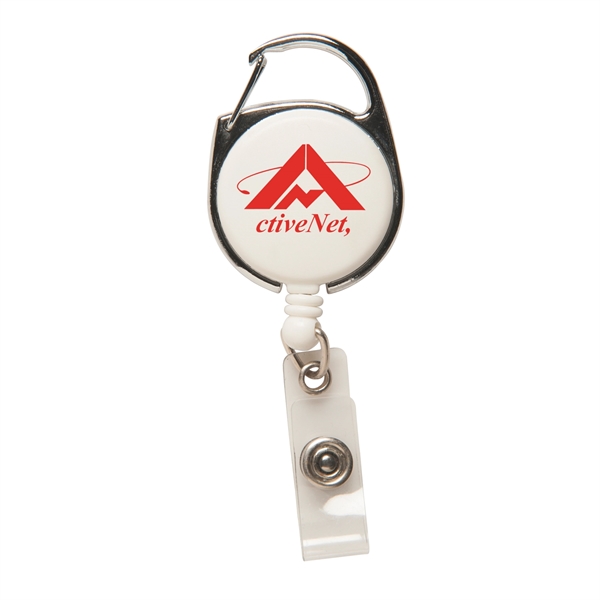 Retractable badge holder with metal carabiner-style clip on top keeps your... from ASI 52840 Evans Manufacturing