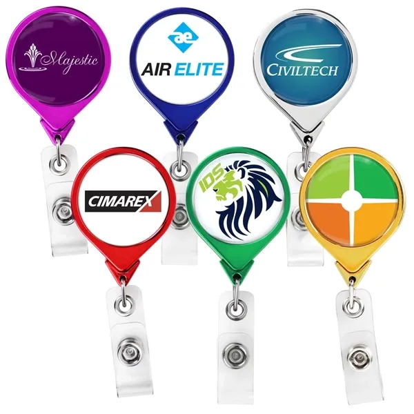 Color Chrome JUMBO Round retractable badge reel, bull dog clip back,... from ASI 49470 DEVARA