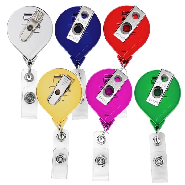 Color Chrome JUMBO Round retractable badge reel, bull dog clip back,... from ASI 49470 DEVARA