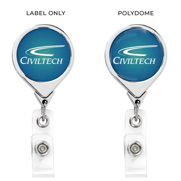 Color Chrome JUMBO Round retractable badge reel, bull dog clip back,... from ASI 49470 DEVARA