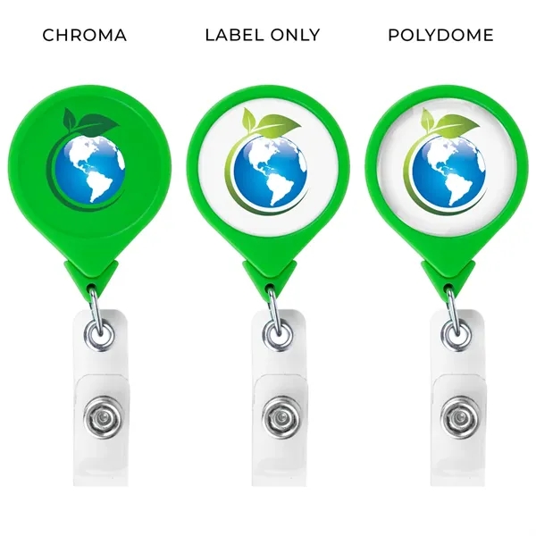 Jumbo round retractable badge reel in solid colors, alligator clip back,... from ASI 49470 DEVARA
