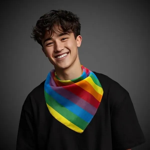 21.5" x 21.5" rainbow bandannas.... from ASI 42016 Brighter Promotions Inc