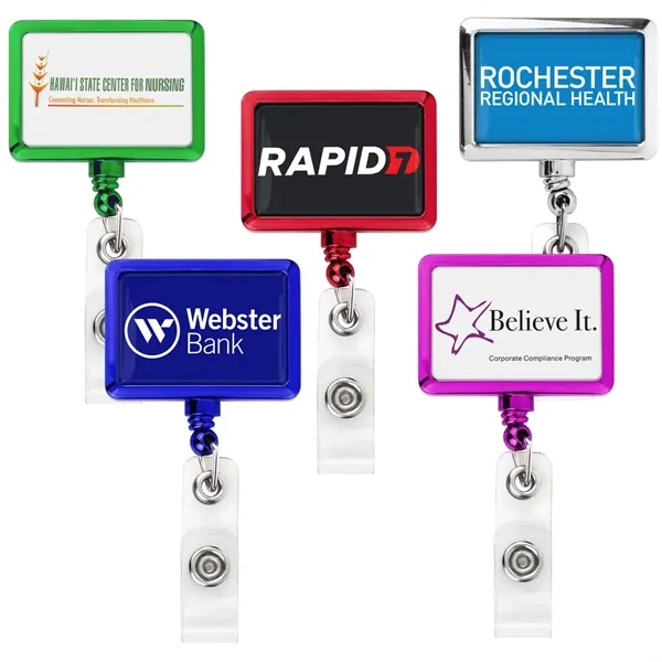 Color Chrome JUMBO Rectangle retractable badge reel in color chrome, bull... from ASI 49470 DEVARA