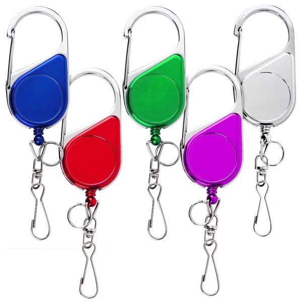 Carabiner retractable badge reel in chrome finish, metal swivel "J" hook... from ASI 49470 DEVARA