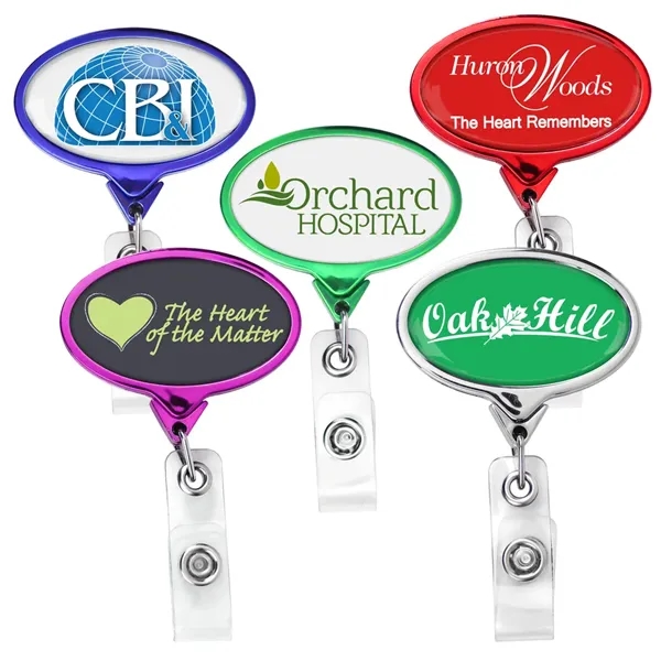 JUMBO Chrome Oval retractable badge reel, alligator clip back, anti-twist feature... from ASI 49470 DEVARA
