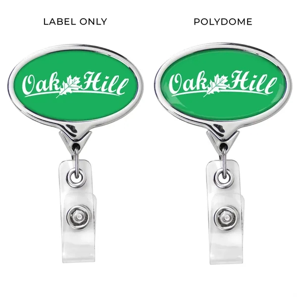 JUMBO Chrome Oval retractable badge reel, alligator clip back, anti-twist feature... from ASI 49470 DEVARA