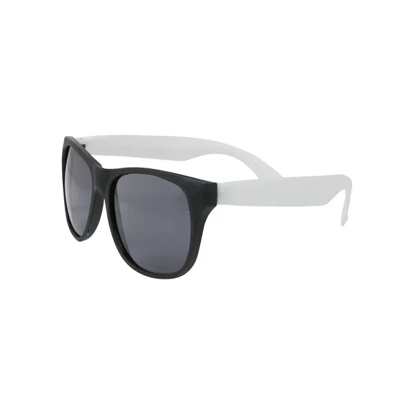 Adult-sized sunglasses made of matte plastic with a two-tone design and... from ASI 79530 Prime Line