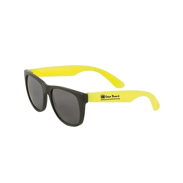 Adult-sized sunglasses made of matte plastic with a two-tone design and... from ASI 79530 Prime Line