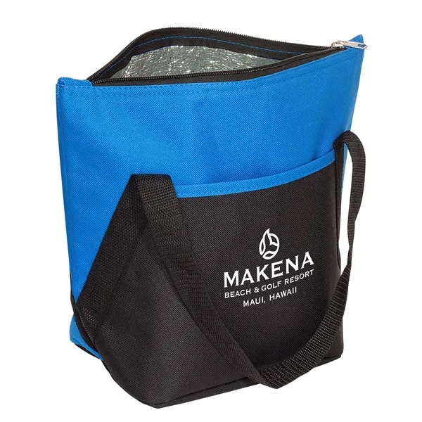 Insulated polyester tote bag with zipper closure, handles and front open... from ASI 79530 Prime Line