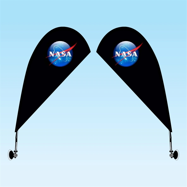 Teardrop shaped window flag with suction cup base and double sided... from ASI 30442 Above & Beyond Advertising Products / PromoAdLine