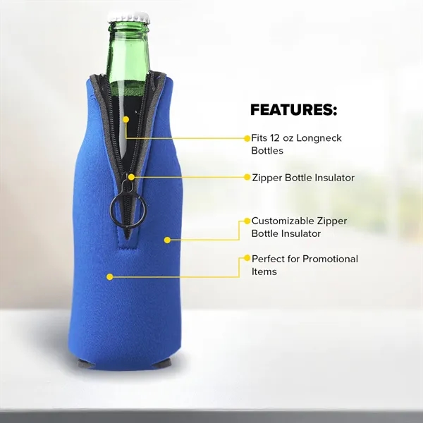 Polyurethane / foam zipper bottle insulator for 12 oz. longneck bottles.... from ASI 39552 BEL Promo