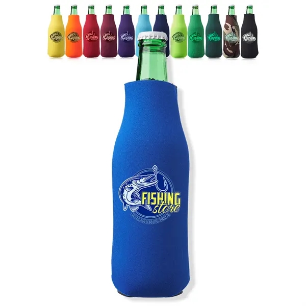 Polyurethane / foam zipper bottle insulator for 12 oz. longneck bottles.... from ASI 39552 BEL Promo