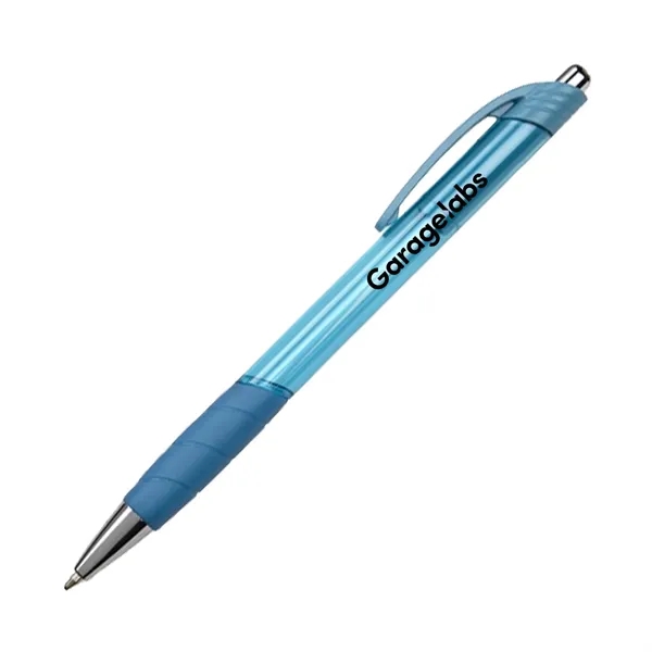 Colorful pen with translucent body. Plunger style with rubber grip.... from ASI 52710 Lincoln Line