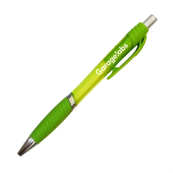 Colorful pen with translucent body. Plunger style with rubber grip.... from ASI 52710 Lincoln Line