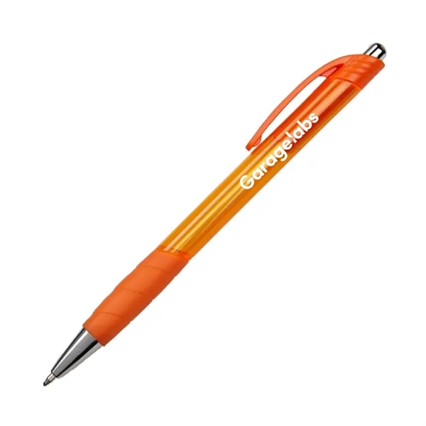 Colorful pen with translucent body. Plunger style with rubber grip.... from ASI 52710 Lincoln Line