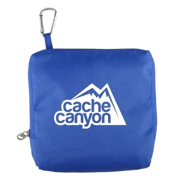 Drawstring laundry bag that stuffs into a built-in zippered carry pouch.... from ASI 52840 Evans Manufacturing