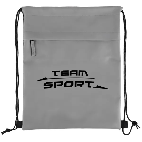 16 1/4" x 13" rPET drawstring backpack with front zippered pocket.... from ASI 52840 Evans Manufacturing