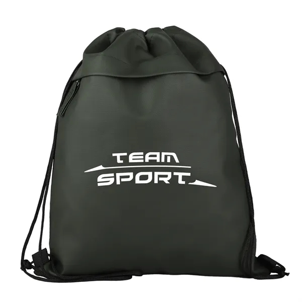 16 1/4" x 13" rPET drawstring backpack with front zippered pocket.... from ASI 52840 Evans Manufacturing