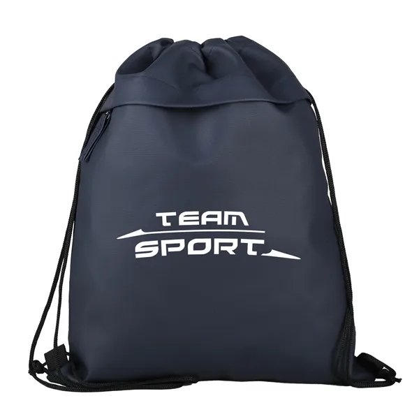 16 1/4" x 13" rPET drawstring backpack with front zippered pocket.... from ASI 52840 Evans Manufacturing