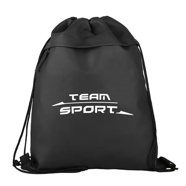 16 1/4" x 13" rPET drawstring backpack with front zippered pocket.... from ASI 52840 Evans Manufacturing