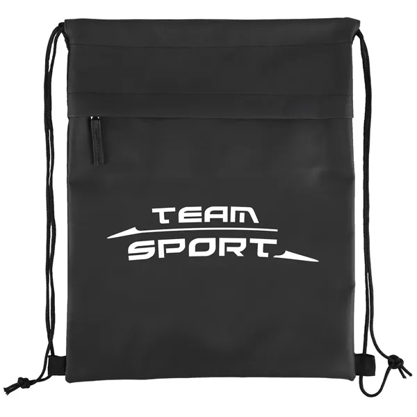 16 1/4" x 13" rPET drawstring backpack with front zippered pocket.... from ASI 52840 Evans Manufacturing