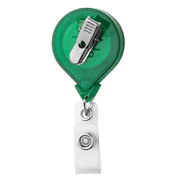 Round JUMBO reflective badge reel, alligator clip back, anti-twist feature... from ASI 49470 DEVARA