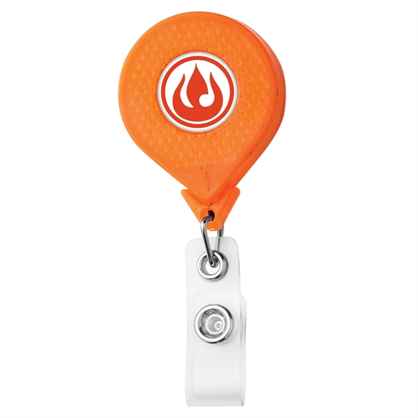 Round JUMBO reflective badge reel, alligator clip back, anti-twist feature... from ASI 49470 DEVARA