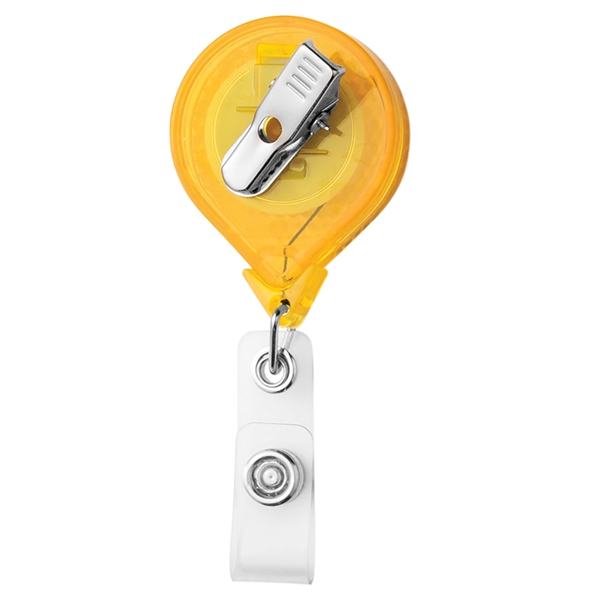 Round JUMBO reflective badge reel, alligator clip back, anti-twist feature... from ASI 49470 DEVARA