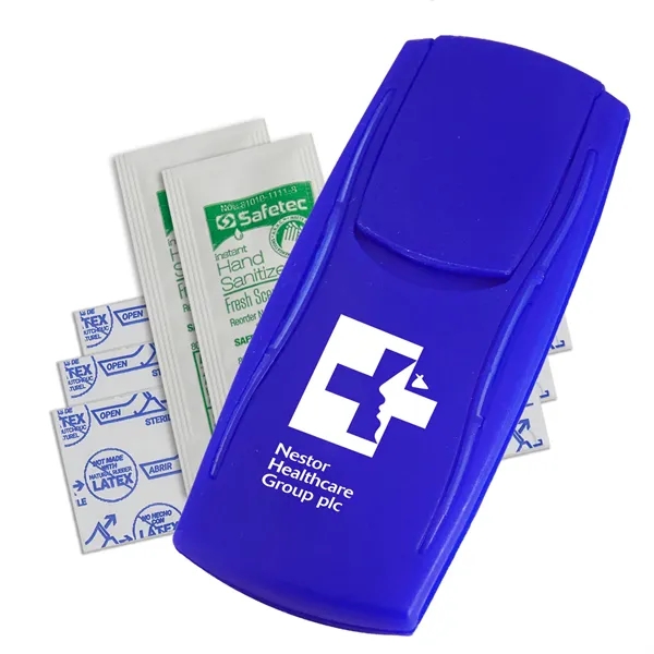 First aid kit with latex-free bandages and hand sanitizer.... from ASI 52840 Evans Manufacturing