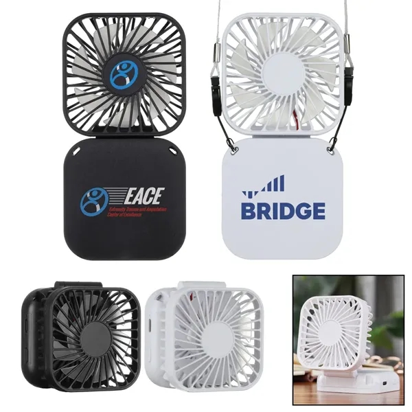 Rechargeable handheld desktop mini fan with 3 fan speeds and lanyard... from ASI 57655 STOPNGO Line