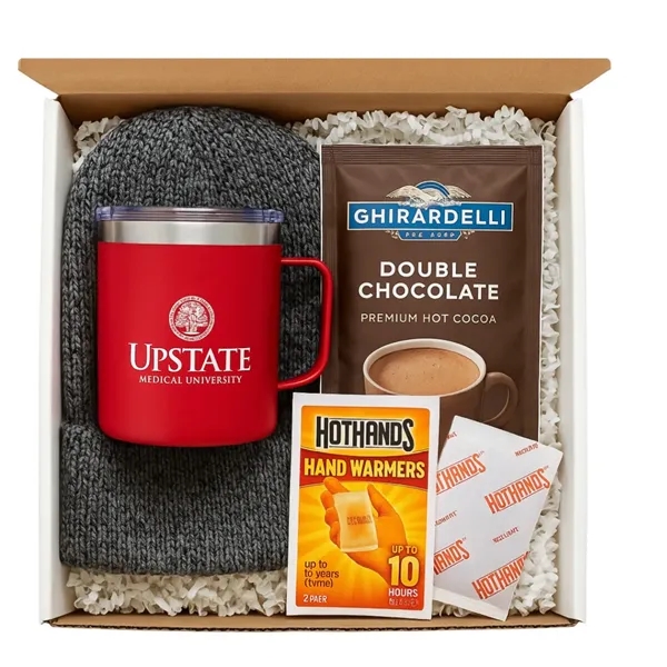 Gift Set with tumbler, hat, cocoa and hand warmers boxed in... from ASI 89971 Stuff A Mug