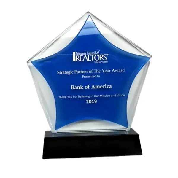 Prism star crystal trophy plus laser engraved in white or gold... from ASI 37218 Athena Promo (tm)