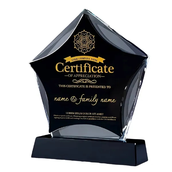 Prism star crystal trophy plus laser engraved in white or gold... from ASI 37218 Athena Promo (tm)