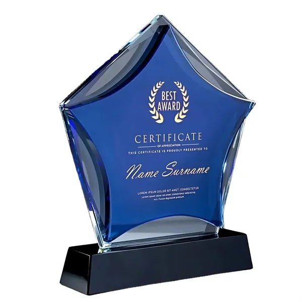Prism star crystal trophy plus laser engraved in white or gold... from ASI 37218 Athena Promo (tm)