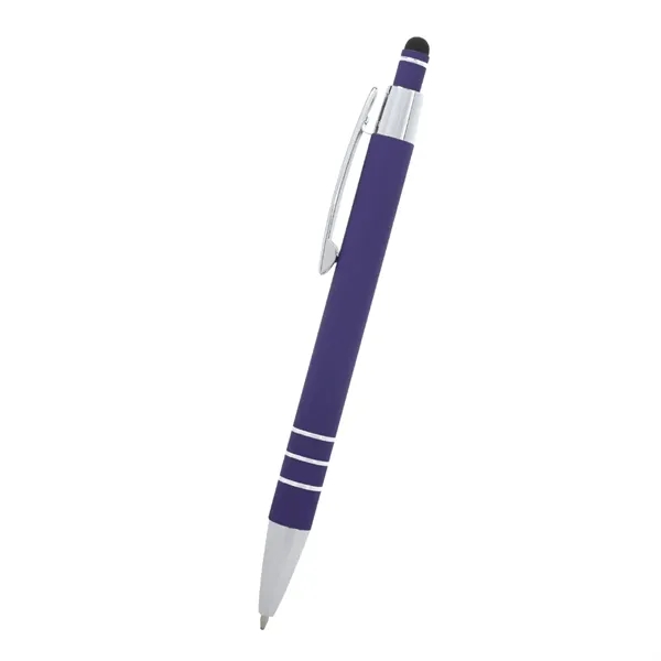5 1/2" plunger-action pen with rubberized aluminum body and stylus on... from ASI 61125 Hit Promotional Products / Hit®