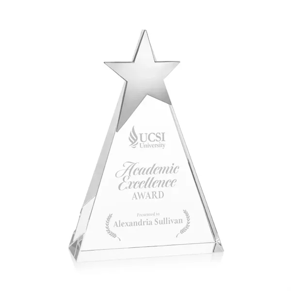 Optical crystal triangle shape award topped with a chrome star.... from ASI 84592 St Regis Group / St Regis