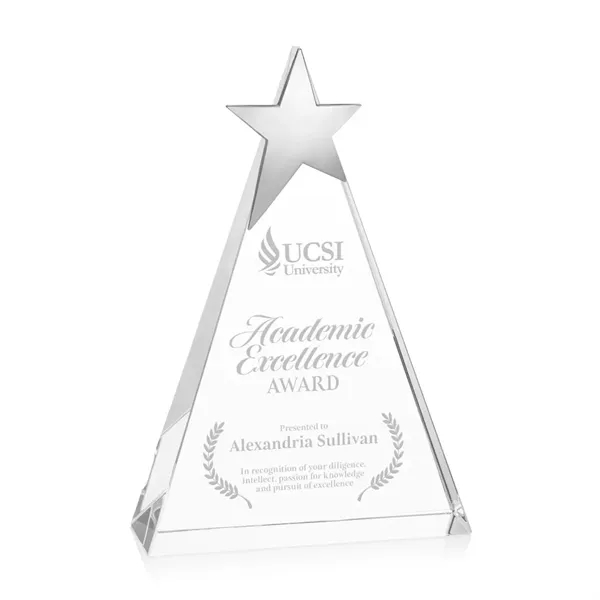 Optical crystal triangle shape award topped with a chrome star.... from ASI 84592 St Regis Group / St Regis