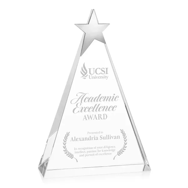 Optical crystal triangle shape award topped with a chrome star.... from ASI 84592 St Regis Group / St Regis