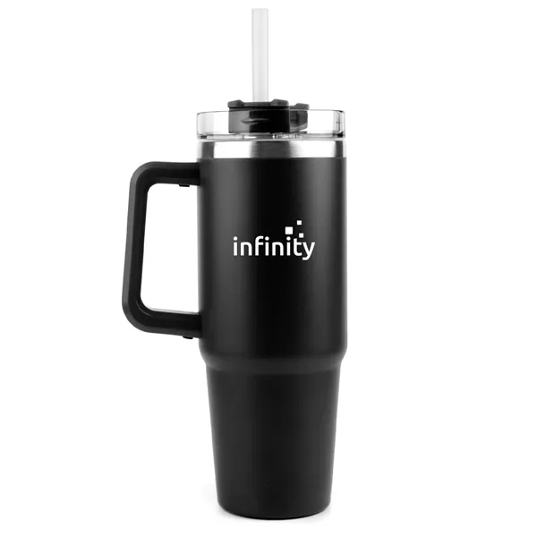 30oz vacuum insulated travel mug with ergonomic handle, screw-on lid, and... from ASI 67557 LimeLight Ent