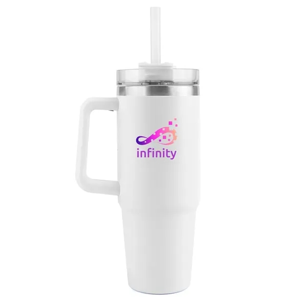 30oz vacuum insulated travel mug with ergonomic handle, screw-on lid, and... from ASI 67557 LimeLight Ent